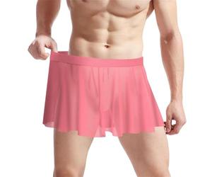 Vhersily Sissy Gonna da Uomo Trasparente Sheer Minigonna con Pieghe Piegate, Graziosa Biancheria da Notte Elegante, Leggera Clubwear, Perizoma, Super Morbidi, Seta di Ghiaccio Intimo, Ultra-Sottile