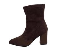 Vhersily Stivaletti da Donna con Punta in Pelle Scamosciata con Tacco A Blocco Elasticizzati Stivaletti Dimagranti Stivali da Pirata per Feste Lavoro Uso Quotidiano Scarpe da Trekking Western Cowboy