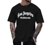 Vhersily T-Shirt da Uomo con Stampa Los Angeles, Maglietta a Maniche Corte, Estiva da Ufficio Adatto A Molte Occasioni, Girocollo, Basket, Traspirante, Dry Fit, Sportiva retrò Hip Hop Streetwear