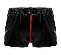 Vhersily Tanga da Uomo in Ecopelle, Elegante e Sexy, con Apertura per Tutte Le Stagioni, in Pelle, Colore Basso, Stile Erotico, Pantaloncini per Sesso, alla Moda Elastico in Vita, Clubwear