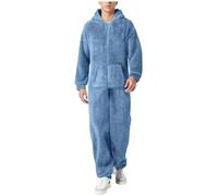 Vhersily Tuta da Uomo E Donna, in Velluto Double Face, in Peluche, Lungo, Invernale, Caldo, con Chiusura Lampo E Tasche, Teddy Fleece, alla Moda Elastico in Vita, Streetwear, Morbidi