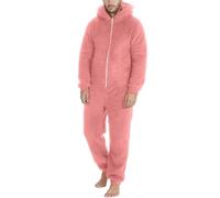 Vhersily Tuta da Uomo Teddy Fleece Pigiama Intero Onesie Inverno Fluffy Morbido con Cappuccio Grandi Dimensioni Biancheria Notte Calda Soffice Pigiameria Lunga Peluche Completa Intera