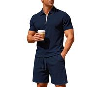 Vhersily Tuta Sportiva Estiva Da Uomo, 2 Pezzi, A Maniche Corte, Da Jogging, Da Lavoro, Per Il Tempo Libero, Con Coulisse Stile Basic Vintage Hip Hop Running Boxing Hiking Sport T-Shirt per Yoga