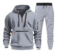 Vhersily Tuta Uomo Completa Da Ginnastica Invernale Felpata Completo Sport Maglia Felpa con Cappuccio e Pantalone 2 Pezzi Set Tracksuit Con Zip Sportiva per Trekking, per Indossare Nuovo Semestre