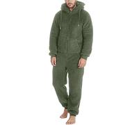 Vhersily Tutina Onesie con Cappuccio, Tuta da Uomo, Morbido Pigiama in Pile, Peluche Termico, Intera Jumpsuit Teddy Fleece Inverno Flanell Sleepwear Biancheria Notte con Chiusura Lampo Calda