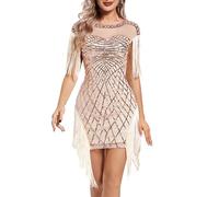 Vhersily Vestiti 20 Anni Donna con Paillettes e Frange in Rilievo 1920s Abito Vestito Gatsby Charleston da Donna Paillettes, Anni '20, Frange, Flapper