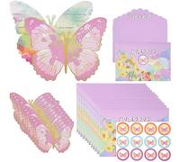 Vhger HXW-051 pezzi farfalla 12 buste e adesivi a farfalla, inviti di compleanno per ragazze e ragazzi, biglietto di invito per feste di compleanno