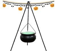 Vhjlfig Calderone Grande,Calderone Nero con Supporto a Treppiede e Luci - Pentola Vintage per Decorazioni Casa Giardino Feste