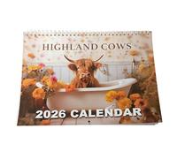 Vhjlfig Calendario da parete 2026, 12, 2026, Highland Cows, per ufficio, scuola, casa, studio, sala riunioni
