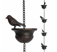 Vhjlfig Catena Pioggia | Gocciolatoi Decorativi con Sonagli,Catena Decorativa con Uccelli Sostitutiva Grondaie per Esterni, Cortile e Spazi Verdi