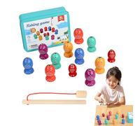 Vhjlfig Gioco Di Pesca Magnetica Per Bambini | Set Da Gioco Con Pescare,Giocattolo Educativo Di Legno Per Promuovere Le Competenze motorie Per Bambini E Bambini Da 2 A 6 Anni Per Interni