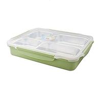 VHKJewE Bento Boxes Lunch Box a prova di perdite, contenitori for alimenti in acciaio inossidabile Design a 4 sezioni Mantiene un equilibrio ottimale(Green)