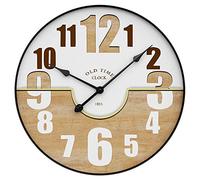VHKJewE Orologio da parete rotondo silenzioso con numeri arabi e romani in ferro fibra di legno, 50 cm(A)
