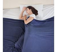 VHOME Coperta termica per dormienti caldi: coperta estiva in bambù al 100% per adulti e bambini, leggera, traspirante, per il divano e ovunque blu marino, 150x200 cm