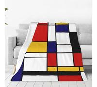 VhoMes Coperta Coperta morbida stile Mondrian Coperte calde per tutte le stagioni Coperte leggere in flanella sfocata per divano letto 200X150 CM