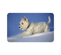 VhoMes Zerbino da esterno,Zerbino antiscivolo per ingresso interno, Tappetino per patio esterno 49x80 cm,Cani Westie Winter West Highland White Terrier