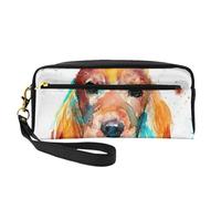 VHPNWJOB Cute Art Cocker Spaniel cane fresco, Borsa per il trucco Borsa per cosmetici Borsa da viaggio portatile da toilette Astuccio in pelle per donne e ragazze