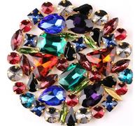 VHTDFEVXO Strass di Vetro, Cristalli di Vetro Strass da Cucire, Confezione 50 Sciolti con Retro Piatto e Griffe Dorate, Forme Miste, Stili Multipli(50pcs Dark Colors Mix)