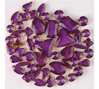 VHTDFEVXO Strass di Vetro, Cristalli di Vetro Strass da Cucire, Confezione 50 Sciolti con Retro Piatto e Griffe Dorate, Forme Miste, Stili Multipli(50pcs Lt Amethyst)