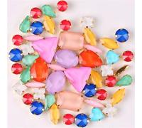 VHTDFEVXO Strass di Vetro, Cristalli di Vetro Strass da Cucire, Confezione 50 Sciolti con Retro Piatto e Griffe Dorate, Forme Miste, Stili Multipli(50pcs Jelly Candy Mix)