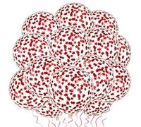 VHUWE 25 palloncini a forma di stella rossa, palloncini in lattice trasparente da 30 cm con coriandoli all'interno, per feste di compleanno, baby shower, laurea, fidanzamento, addio al nubilato