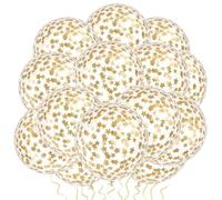VHUWE 25 palloncini con coriandoli a forma di stella color oro champagne, 30 cm, in lattice trasparente con coriandoli all'interno, per feste di compleanno, baby shower, laurea, fidanzamento, addio al