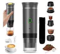 VHV Macchina Caffe Portatile 3 In 1 Macchina Caffe, 3 Minuti Di Auto-Riscaldamento, Caffettiera Elettrica Compatibile con Piccole Capsule, Grandi Capsule, Caffe Macinato, Per Ufficio, Auto (Grigio)