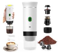 VHV Macchina Caffe Portatile 3 In 1 Macchina Caffe, 3 Minuti Di Auto-Riscaldamento, Caffettiera Elettrica Compatibile con Piccole Capsule, Grandi Capsule, Caffe Macinato, Per Ufficio, Auto (Bianco)