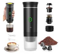 VHV Macchina Caffe Portatile 3 In 1 Macchina Caffe, 3 Minuti Di Auto-Riscaldamento, Caffettiera Elettrica Compatibile con Piccole Capsule, Grandi Capsule, Caffe Macinato, Per Ufficio, Auto (Nero)