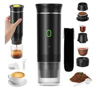 VHV Macchina Caffe Portatile 3 In 1 Macchina Caffe, 3 Minuti Di Auto-Riscaldamento, Caffettiera Elettrica Compatibile con Piccole Capsule, Grandi Capsule, Caffe Macinato, Per Ufficio, Auto (Nero)