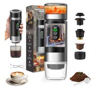 VHV Macchina da caffè portatile da viaggio, 12 V, riscaldamento rapido 3 in 1, macchina da caffè portatile, auto-riscaldamento da 4 a 6 minuti, grandi capsule, caffè macinato, per il campeggio