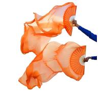 vhVHJry Ventaglio per Danza del Ventre Ventagli di Danza Seta 1 Pezzo/Paio Veli Seta Tinta Unita Tinti a Mano del Ventre Ventre Ventaglio da Danza(Orange,1pc Right hand-120cm)