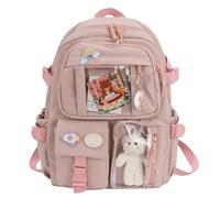 VHVYWY Zaino Kawaii, Zaini Giapponese, Zainetto Scuola Elementare Bambini Carina con Accessori Pendenti, Borsa da Scuola Backpack for Teens Girls Pink