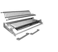 VI.TEL. Kit Scolapiatti a molla Acciaio Inox con Supporto Vasca e telaio griglia portapiatti (56 cm per pensile 60 cm)