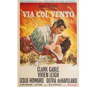 Via col vento | Mini poster illustrato 35x50 cm | Clark Gable & Vivien Leigh | Classico intramontabile | Edizione italiana
