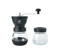 VIA CREMA Macina Caffè Manuale Macinacaffè Chicchi in Vetro, Coperchio Silicone, Lame in Ceramica Regolabili Pratico Macinino Macina Caffè a Mano