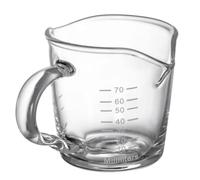VIA CREMA Misurino 70 ml Pratico Dosatore a 2 Beccucci con Manico in Vetro Alta Qualità. Coffee measuring shot Glass (Double Spot)