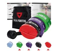 VIA FORTIS Bande Elastiche di Resistenza [con Borsa e Guida Esercizi] Bande Elastici Fitness, Resistance Band per Calisthenics, Crossfit, Freeletics (Set di 4 (Ultra Light + Light + Medium + Strong))