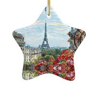Via in città di Parigi che stampa ornamenti cristiani dell'albero di Natale, ornamenti della stella della fattoria, stella di ceramica Shap per la decorazione di festa