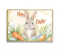 Via Vela Acquerello Stile Adorabile Coniglietto Pasqua Tela Arte Della Parete Spring Decor Immagini Opere d'arte Stampe Colori Uova Carota Pittura per la Nursery Decor 60x92cm con cornice in oro