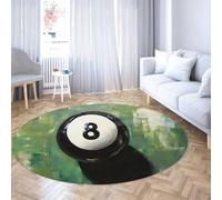 Via Vela Alfombras redondas Billiard Sport 150cm Bola 8 negra suerte mesa verde alfombrilla lavable antidesl fina plegable pelo bajo resist manchas para Sala juegos Dormitorio Oficina