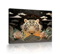 Via Vela Arte in origami 3D Arte murale Stampa floreale di tigre Poster maestosi di animali Pittura notturna Mural per soggiorno Camera da letto Arredamento casa 60x80cm