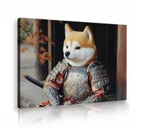 Via Vela Arte murale su tela Samurai Shiba Inu Immagini di cani guerrieri giapponesi Stampe d'arte Murales a tema anime tradizionale per l'arredamento della casa 40x60cm