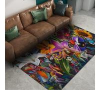 Via Vela Boho Floral Tappeto 160x230cm per aree Area botanica scura Tappetino Sala da pranzo floreali esotici sotto il tavolo Pavimento resistente alle macchie Moquette Sottile pieghevole grande