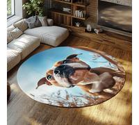 Via Vela Cane Divertente 200cm tappeto rotondo per camera con tappetino gomma e tappeto pieghevole resistente macchie cucciolo antiscivolo soggiorno bambini sala giochi