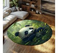 Via Vela Carino Panda Rotondo Tappetino 160cm Studio verde bambù foresta animale paesaggio stampato lavabile antiscivolo resistente macchie sottile comodino circolare camera ospiti tappeto