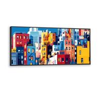 Via Vela Colorful Urban Canvas Wall Art Stampe di paesaggi urbani Architettura scandinava Opera d'arte Grande murale Poster Pittura per l'arredamento del soggiorno 30x76cm con cornice nera