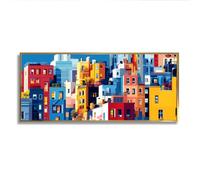 Via Vela Colorful Urban Canvas Wall Art Stampe di paesaggi urbani Architettura scandinava Opere d'arte Grande murale Poster Pittura per l'arredamento del soggiorno 30x76cm con cornice in oro