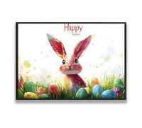 Via Vela Coniglietto di Pasqua Tela di canapa Arte Colorful Spring Rabbit Immagini Stampe Stampe Uovo di Pasqua Poster Pittura Natura Paesaggio decor Della Parete 40x60cm con Cornice Nera