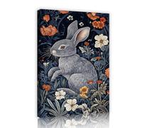 Via Vela Coniglio floreale tela arte della parete carino fauna selvatica murale bosco immagini di animali opere d'arte stampe natura poster pittura per lavanderia arredamento 81x121cm